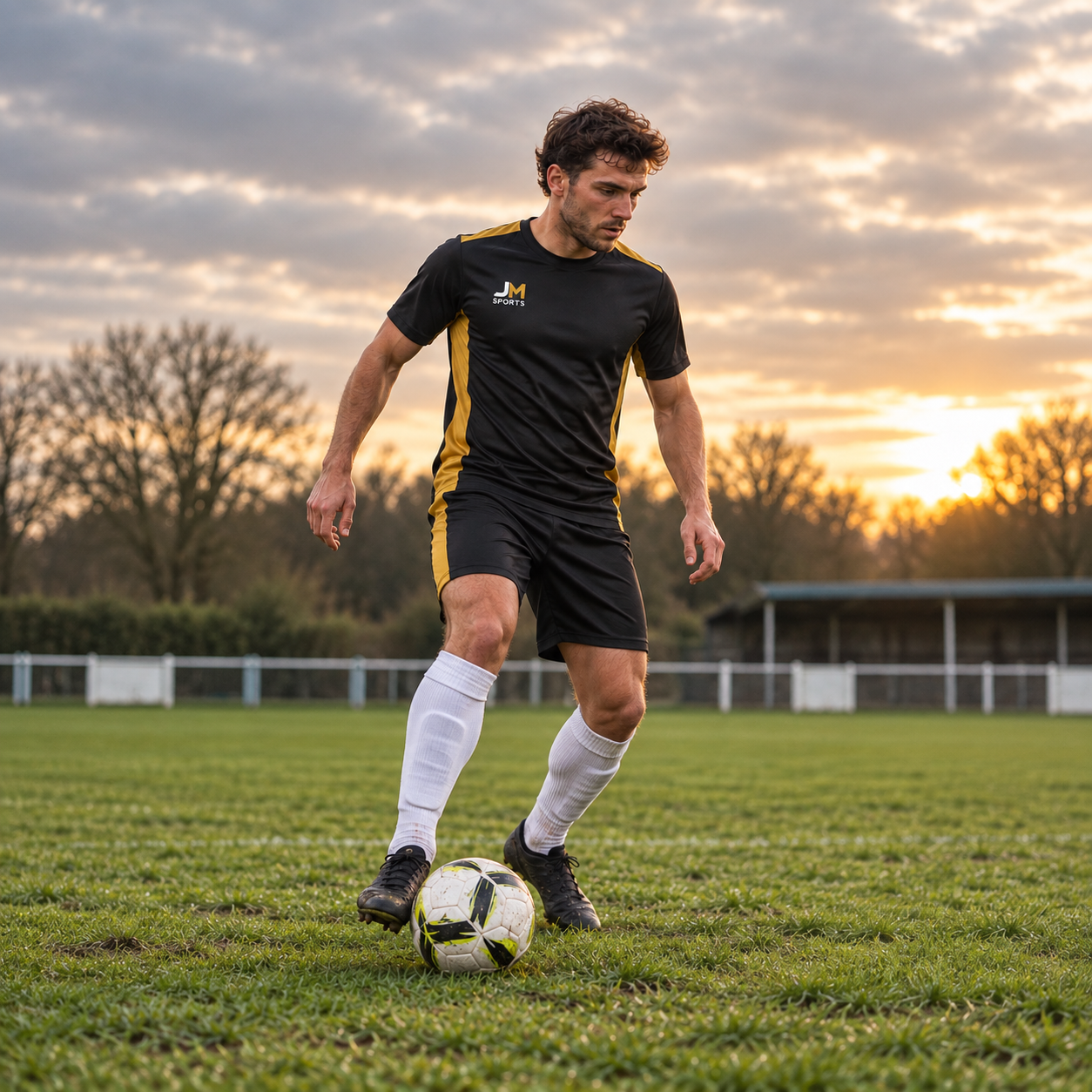 JM Sports concept teamwear on a grassroots football pitch